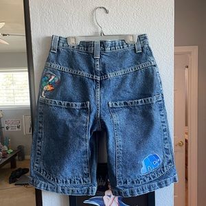 *SOLD* Vintage JNCO flame head jean shorts